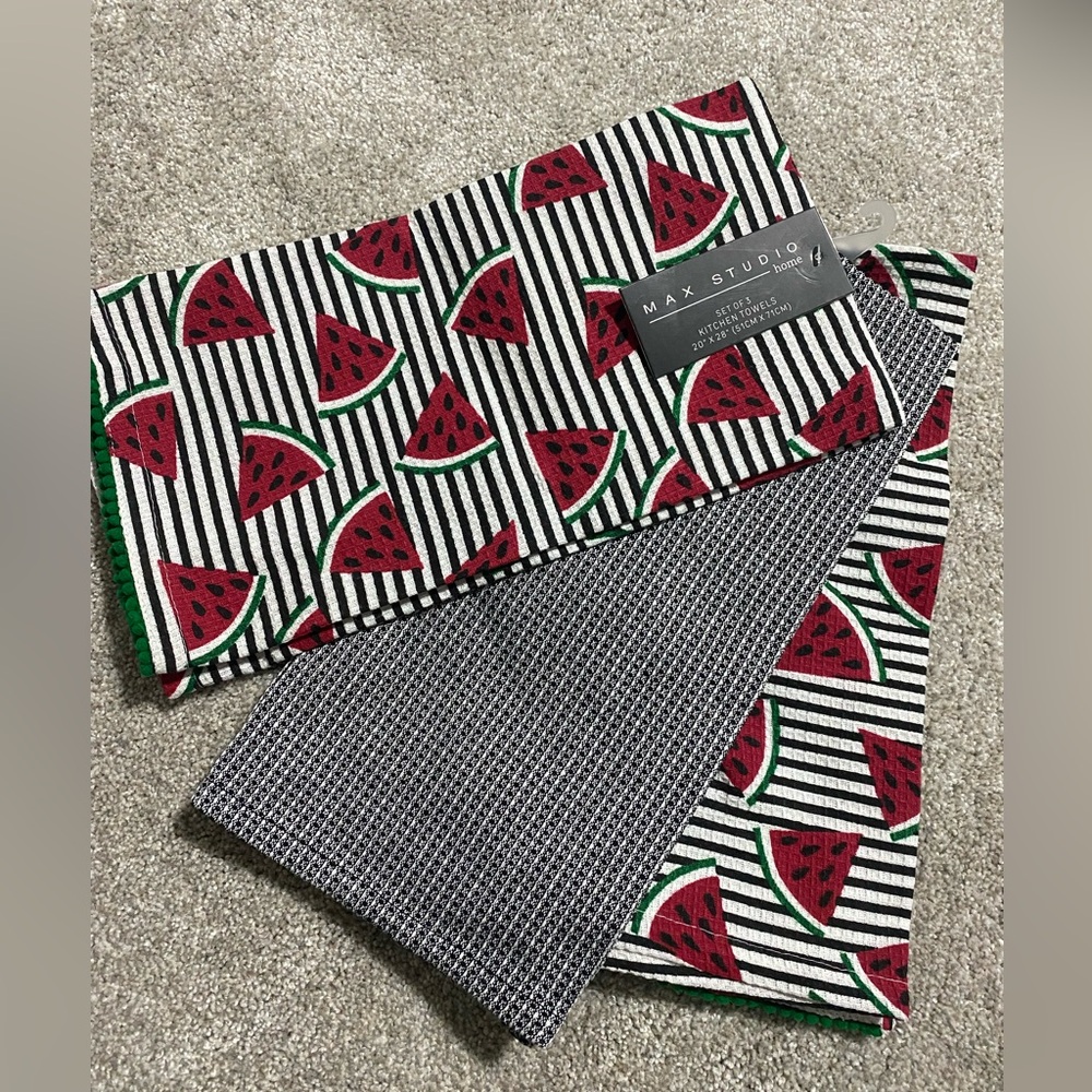 NWT Max Studio Watermelon Kitchen Towels (set of 3)